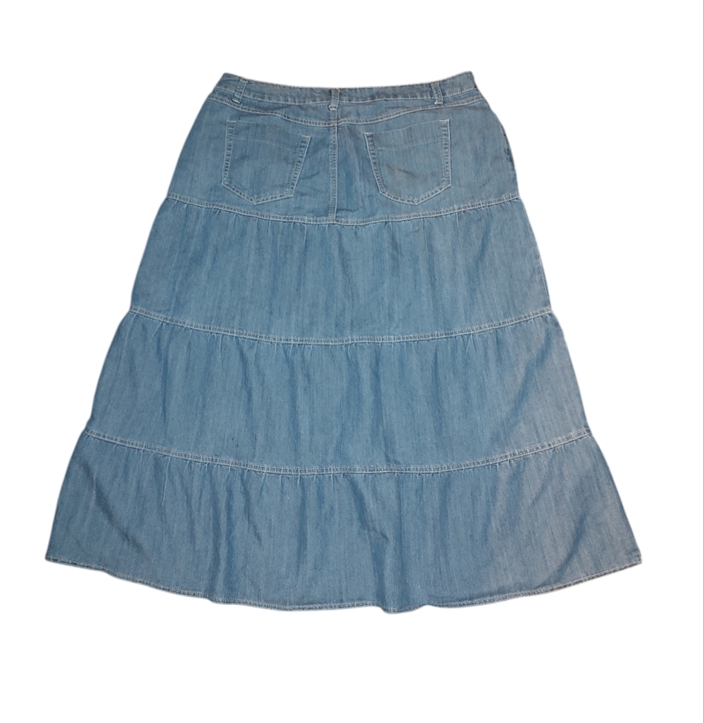 Cato Tiered Blue Denim Maxi Skirt - Picture 3 of 4